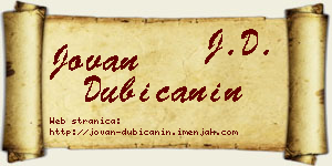 Jovan Dubičanin vizit kartica